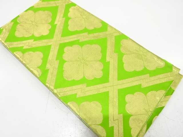 JAPANESE KIMONO / ANTIQUE OBI FOR KIDS / REVERSIBLE / WOVEN MATSUKAWABISHI & FLOWERS